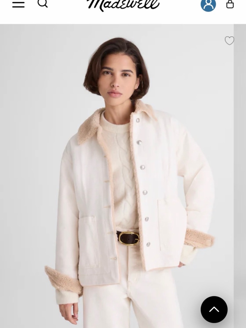 Madewell Cream Sherpa-Trim Jacket